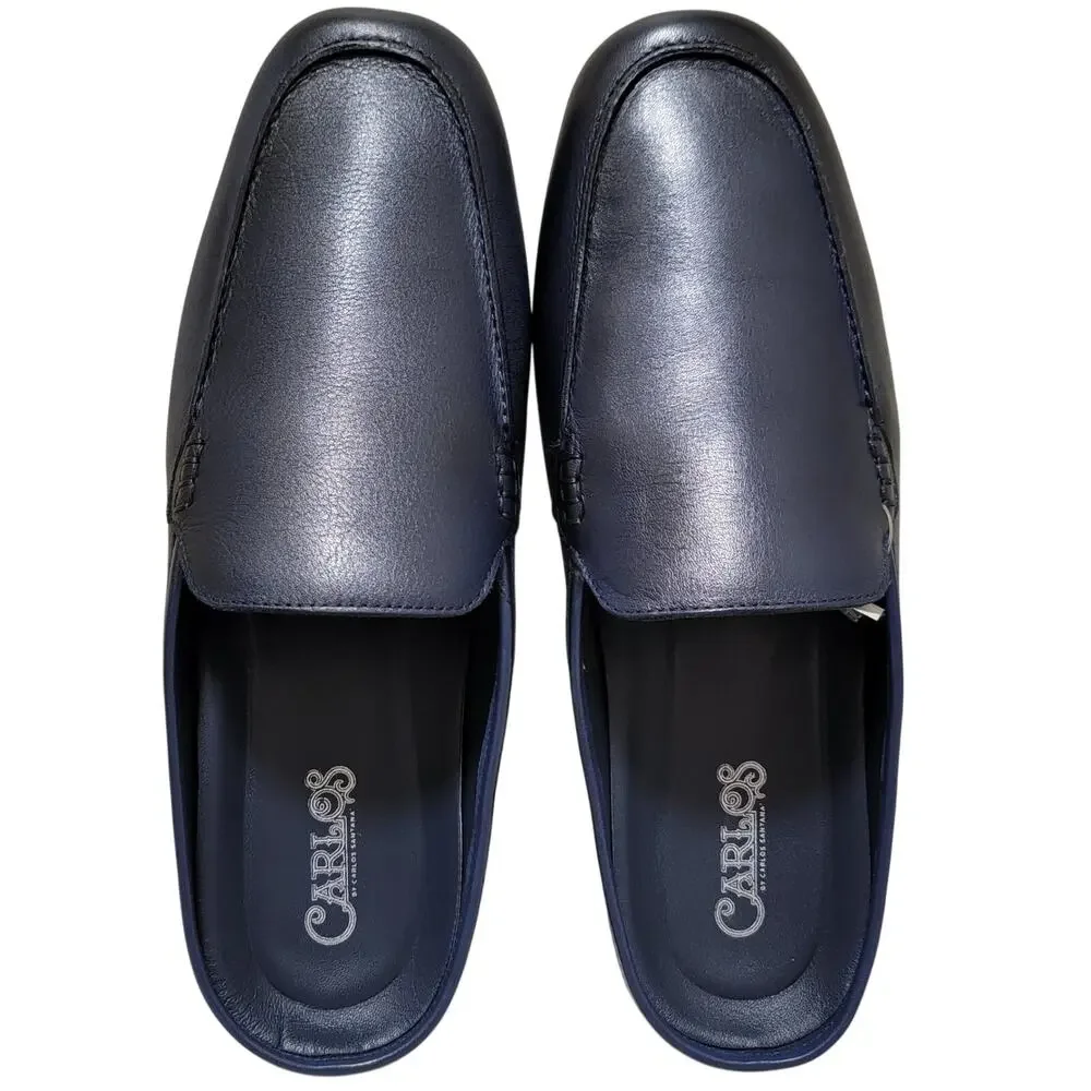 Carlos Santana Men Planeo Slides Slip On Mules Size US 10 Navy Blue Leather